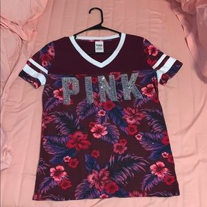 VS PINK FLORAL SEQUIN BLING SHIRT
